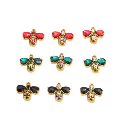 Pendentifs en acier inoxydable strass, Acier inoxydable 304, abeille, Placage, DIY & avec strass, plus de couleurs à choisir Vendu par sac