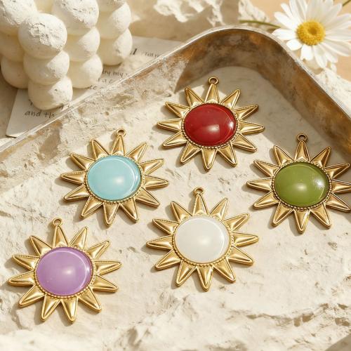 Pendentifs Oeil de chat, Acier inoxydable 304, avec Oeil de chat, soleil, Placage, DIY, plus de couleurs à choisir Vendu par sac