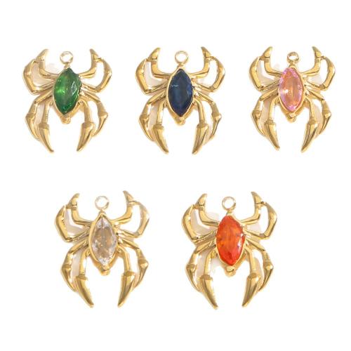 Pendentifs bijoux en cristal, Acier inoxydable 304, avec cristal, araignée, Placage, DIY, plus de couleurs à choisir, Vendu par PC