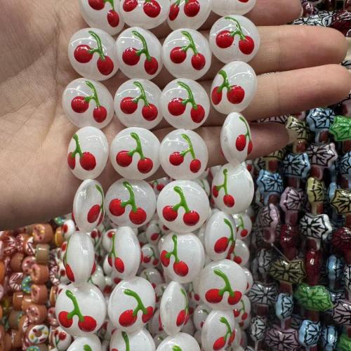 Perles murano faites à la main , chalumeau, cerise, DIY & émail, plus de couleurs à choisir, 16mm Vendu par sac