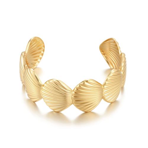 Iron Cuff Bangle, Shell, plated, fashion jewelry & for woman, golden 