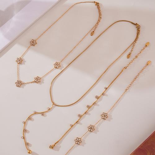 Cubic Zirconia Micro Pave Ensembles de bijoux en acier inoxydable, Acier inoxydable 304, Placage, styles différents pour le choix & pavé de micro zircon & pour femme, plus de couleurs à choisir, Vendu par PC