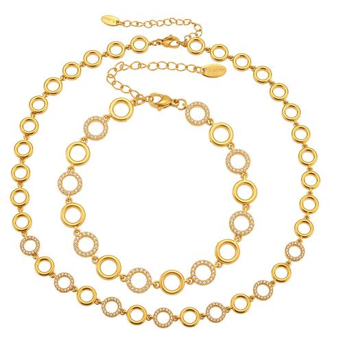 Cubic Zirconia Micro Pave Ensembles de bijoux en acier inoxydable, Acier inoxydable 304, Placage, styles différents pour le choix & pavé de micro zircon & pour femme, plus de couleurs à choisir, Vendu par PC