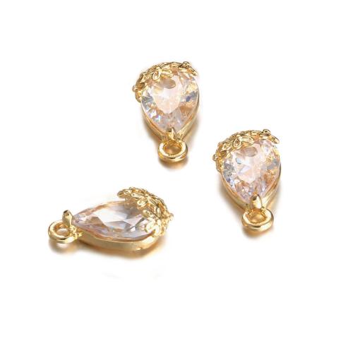 Zink-Legierung-Anhänger mit Kristall, Zinklegierung, mit Kristall, Tropfen, plattiert, DIY, goldfarben, 50PCs/Tasche, verkauft von Tasche