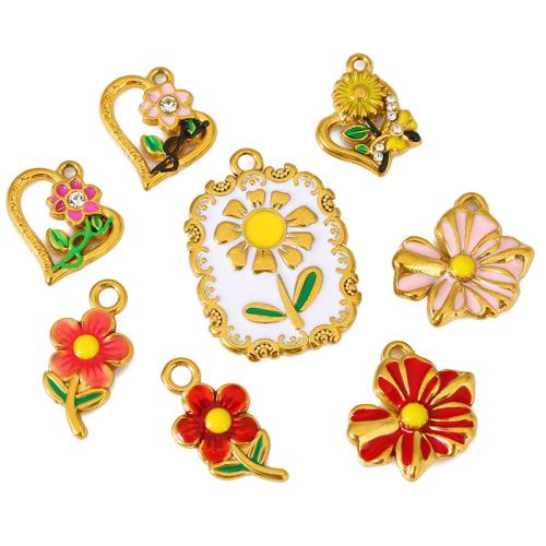 Emaille Edelstahl Anhänger, 304 Edelstahl, plattiert, DIY & Micro pave Zirkonia, keine, 3PCs/Tasche, verkauft von Tasche