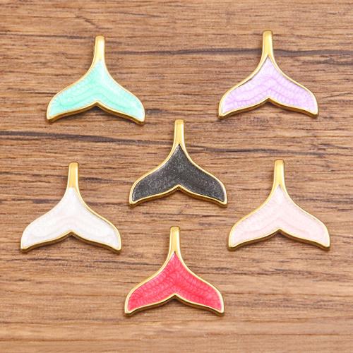 Enamel Stainless Steel Pendant, 304 Stainless Steel, Mermaid tail, plated, DIY 