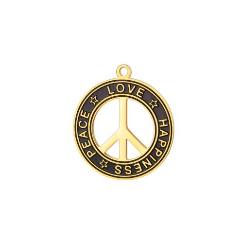 Stainless Steel Pendants, 304 Stainless Steel, Peace Logo, plated, DIY & hollow 