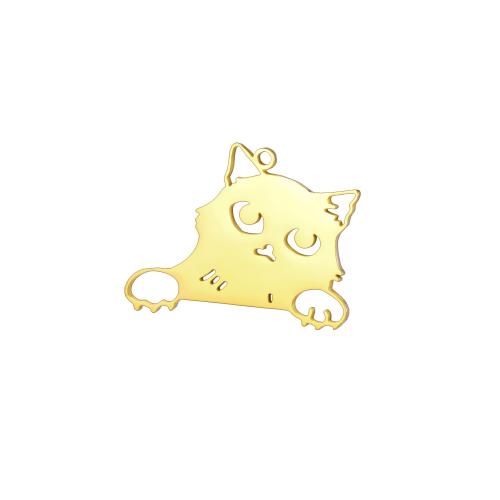 Pendentifs d'animaux en acier inoxydable , Acier inoxydable 304, chat, Placage, DIY & styles différents pour le choix & creux Vendu par PC