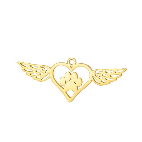 Colgantes del corazón de acero inoxidable, acero inoxidable 304, Corazón con alas, chapado, Bricolaje & hueco, más colores para la opción, 38x15mm, Vendido por UD