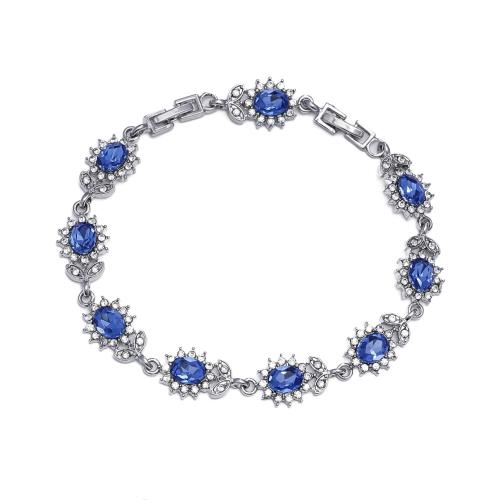 Zinc Alloy Bracelet, Flower, plated, micro pave cubic zirconia & for woman Approx 9.4 Inch 