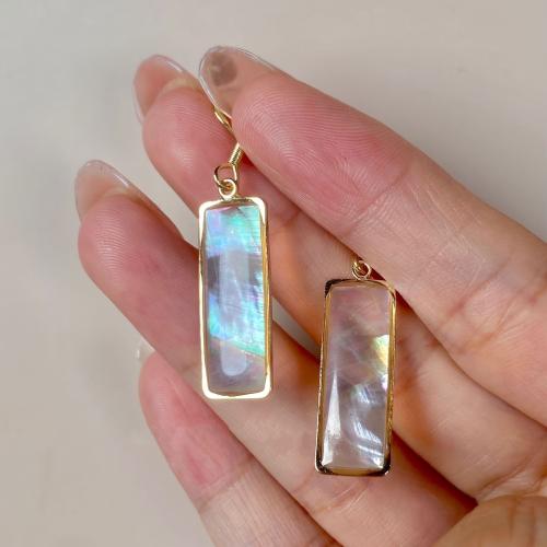 Zinc Alloy Drop Earring, with Abalone Shell, Geometrical Pattern, gold color plated, fashion jewelry & for woman 