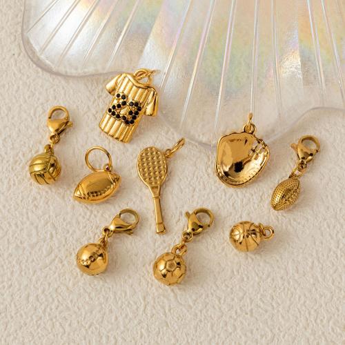 Stainless Steel Pendants, 304 Stainless Steel, gold color plated, DIY & with rhinestone 
