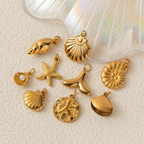 Pendentifs d'animaux en acier inoxydable , Acier inoxydable 304, avec perle de plastique, Placage de couleur d'or, DIY, doré Vendu par PC