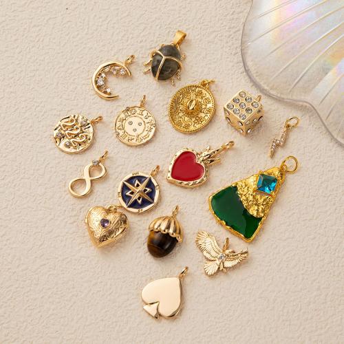 Gemstone Pendantifs en laiton, avec Pierre naturelle, Placage, DIY & émail & avec strass, plus de couleurs à choisir Vendu par PC