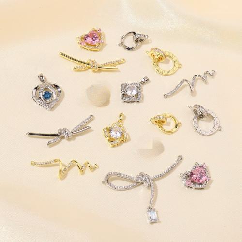 Cubic Zirconia Micro Pave Brass Pendant, plated, DIY & micro pave cubic zirconia 