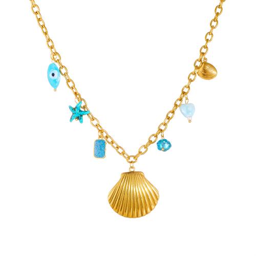 ステンレス鋼のジュエリーネックレス, 304ステンレススチール, とともに 樹脂 & アクリル, メッキ, ファッションジュエリー & 女性用 & エナメル, 金色, 売り手 パソコン