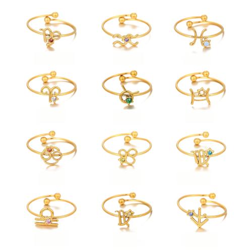 Strass Edelstahl Fingerring, 304 Edelstahl, 18K vergoldet, Konstellation Schmuck & für Frau & mit Strass & hohl, verkauft von PC