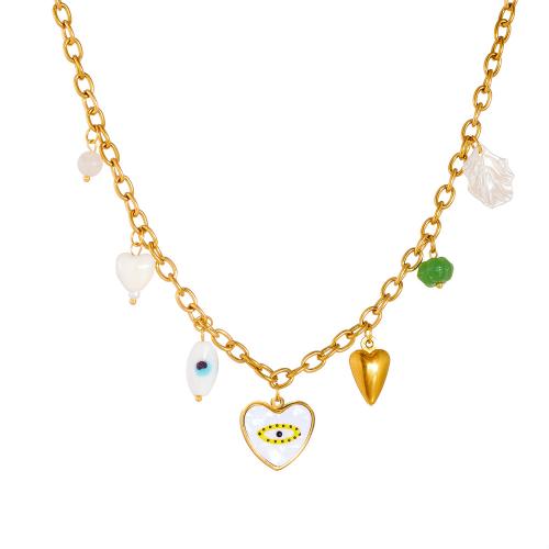 ステンレス鋼のジュエリーネックレス, 304ステンレススチール, とともに 樹脂 & アクリル, メッキ, ファッションジュエリー & 女性用 & エナメル, 金色, 売り手 パソコン