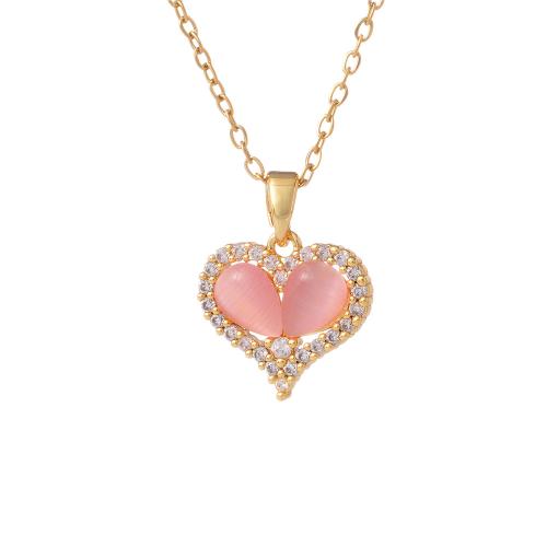 キュービックジルコンマイクロパヴェブラスネックレス, 銅, とともに 猫の目の石, メッキ, ファッションジュエリー & マイクロパヴェジルコニア & 女性用, 無色, 売り手 パソコン