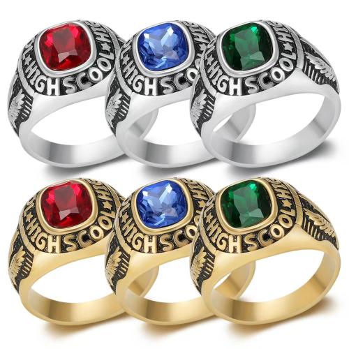 Bague en acier inoxydable, Acier inoxydable 304, avec cristal, Placage, bijoux de mode & normes différentes pour le choix & pour homme, plus de couleurs à choisir, Vendu par PC