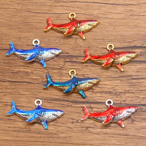 Colgantes de esmalte de la aleación del cinc, aleación de zinc, Tiburón, chapado, Bricolaje, más colores para la opción, 17x33mm, 100PCs/Bolsa, Vendido por Bolsa