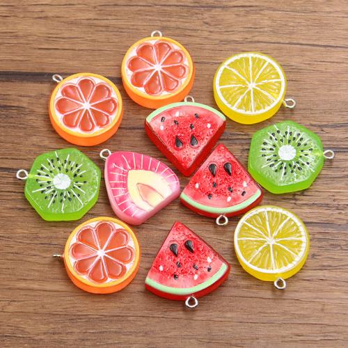 Imitation Fruit Resin Pendant, with 304 Stainless Steel, DIY 