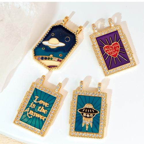 Cubic Zirconia Micro Pave Brass Pendant, plated, DIY & micro pave cubic zirconia & enamel 