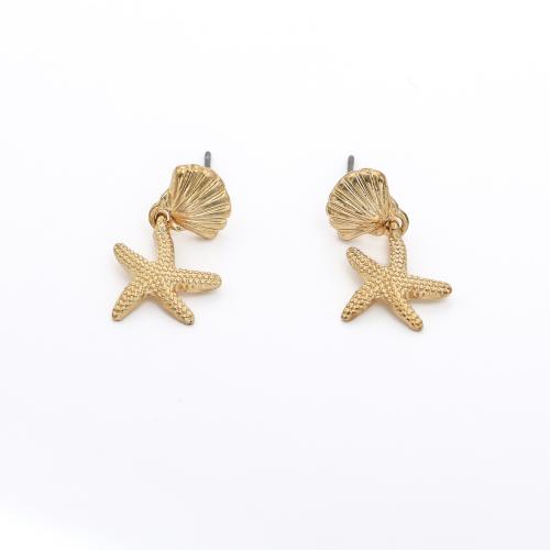 Zinc Alloy Drop Earring, Starfish, gold color plated, fashion jewelry & for woman 