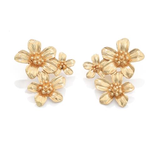 alliage de zinc boucle d oreille dormeuse, fleur, Placage, bijoux de mode & pour femme, plus de couleurs à choisir Vendu par paire