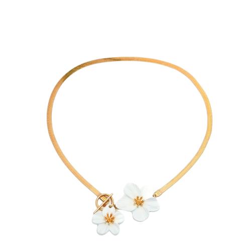 Zinc Alloy Necklace, Flower, painted, fashion jewelry & for woman Approx 16.92 Inch 