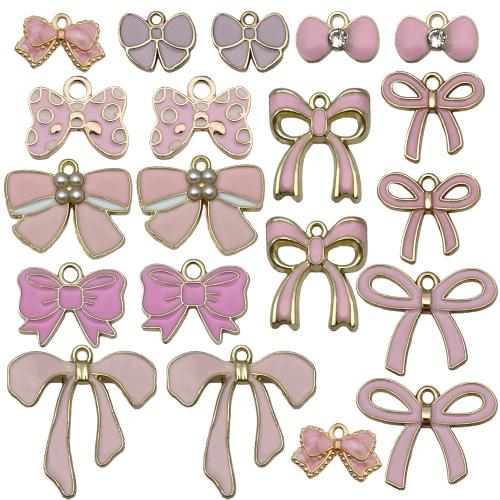 Zinc Alloy Bowkont Pendants, Bowknot, plated, DIY & enamel & with rhinestone 