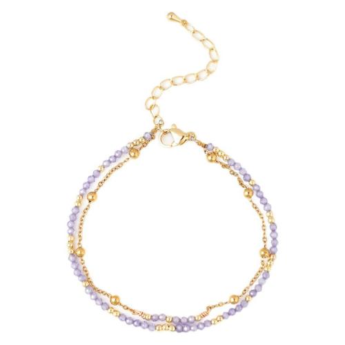 Naturstein Armband, mit Zinklegierung, handgemacht, Doppelschicht & Bohemian-Stil & für Frau, keine, Länge:ca. 6.5-6.7 ZollInch, verkauft von PC