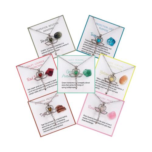 Нержавеющая сталь 304 Ожерелье, с Полудрагоценный камень & Латунь, Другое покрытие, различные материалы для выбора & Мужская & Овальный цепь, длина:Приблизительно 17.7 дюймовый, продается PC