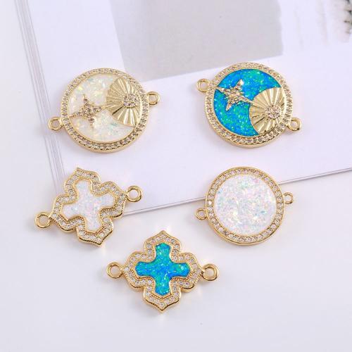 Цирконий Микро вымощает Латунный разъем, Латунь, с опал, Другое покрытие, DIY & инкрустированное микро кубического циркония, Много цветов для выбора 5ПК/сумка, продается сумка