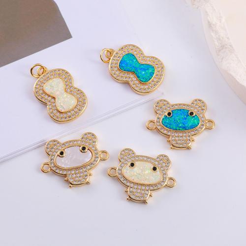 Цирконий Микро вымощает Латунный разъем, Латунь, с опал, Другое покрытие, DIY & инкрустированное микро кубического циркония, Много цветов для выбора, 5ПК/сумка, продается сумка