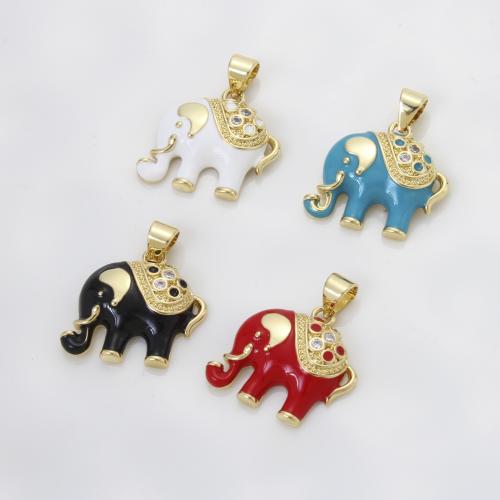Emaille Messing Anhänger, Elephant, plattiert, DIY, keine, 17x19.3x3.8mm, verkauft von PC