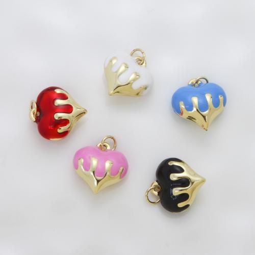 Emaille Messing Anhänger, Herz, plattiert, DIY, keine, 15.7x14.8x7.4mm, verkauft von PC