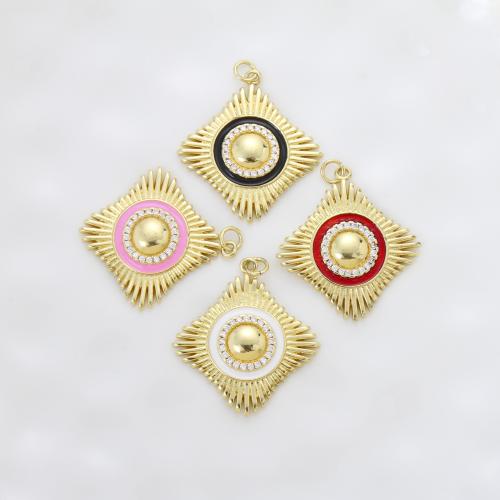 Emaille Messing Anhänger, Rhombus, plattiert, DIY & Micro pave Zirkonia, keine, 31.4x29x3.7mm, verkauft von PC