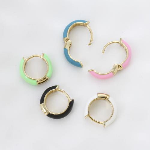 Latón Huggie pendiente del aro, metal, chapado, Joyería & esmalte, más colores para la opción, 16x14.7x5.2mm, Vendido por Par