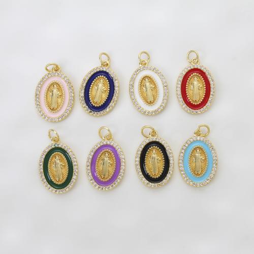 Emaille Messing Anhänger, plattiert, DIY & Micro pave Zirkonia, keine, 20.5x13.9x2.4mm, verkauft von PC