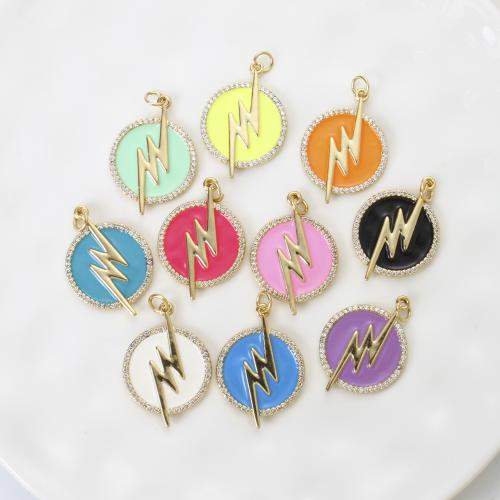 Emaille Messing Anhänger, plattiert, DIY & Micro pave Zirkonia, keine, 27.7x19.7x2.4mm, verkauft von PC