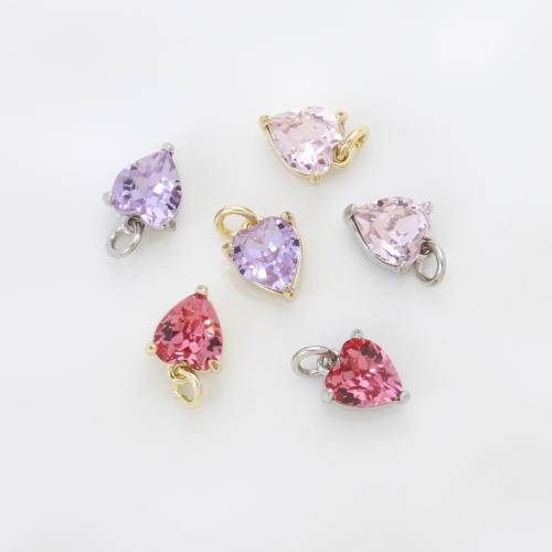 Pendentifs en laiton zircon cubique (CZ), coeur, Placage, DIY & pavé de micro zircon, plus de couleurs à choisir Vendu par PC