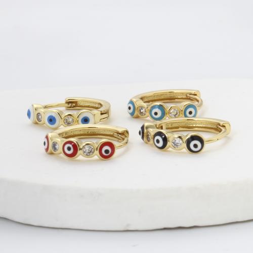 Boucles d'oreilles de mauvais œil, laiton, Placage, DIY & pavé de micro zircon & émail, plus de couleurs à choisir Vendu par paire