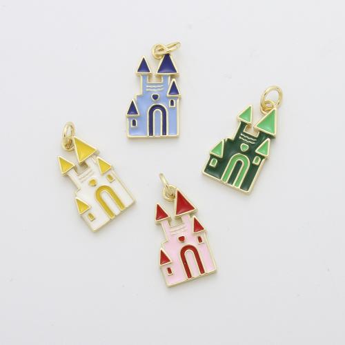 Emaille Messing Anhänger, Haus, plattiert, DIY, keine, 17.8x10x2.2mm, verkauft von PC