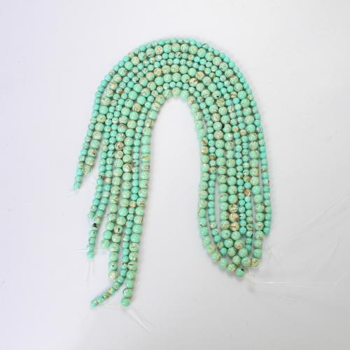 Synthetische Türkis Perlen, rund, Spritzlackierung, DIY & verschiedene Größen vorhanden, blau, Länge:ca. 40 cm, verkauft von Strang