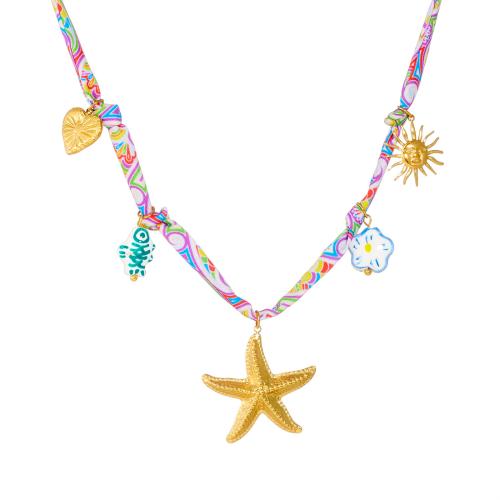 ステンレス鋼のジュエリーネックレス, 304ステンレススチール, とともに 磁器 & コットン, ゴールドメッキ, ファッションジュエリー & 印刷 & 女性用, 売り手 パソコン