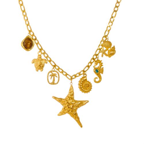 ステンレス鋼のジュエリーネックレス, 304ステンレススチール, とともに タイガーアイ, ゴールドメッキ, ファッションジュエリー & 女性用 & くり抜き, 売り手 パソコン