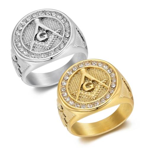 Strass Edelstahl Fingerring, 304 Edelstahl, plattiert, Modeschmuck & für den Menschen & mit Strass, keine, verkauft von PC