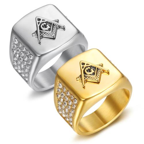 Bague en acier inoxydable Incrusté de zircon, Acier inoxydable 304, Placage, normes différentes pour le choix & pavé de micro zircon & pour homme, plus de couleurs à choisir, Vendu par PC