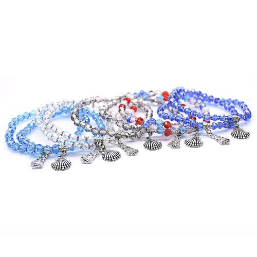 Zink Legierung Kristall Armbänder, Zinklegierung, mit Muschel & Kristall, plattiert, Modeschmuck, keine, 4x6mm, Länge:18 cm, verkauft von PC